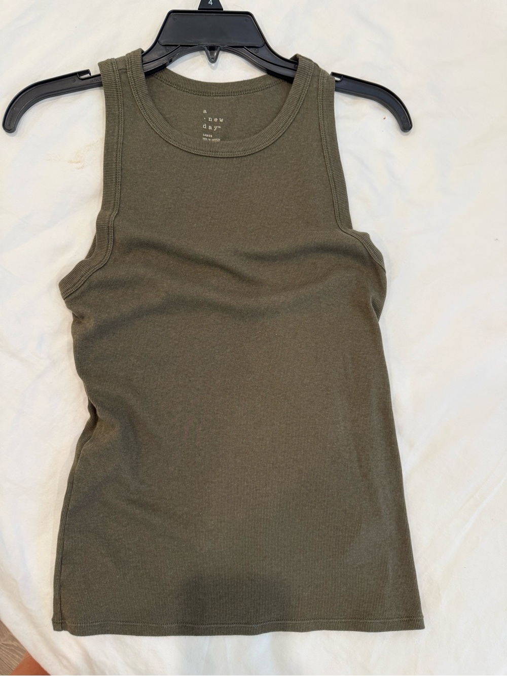 a new day Olive Ribbed Tank Top - Sleeveless Crew Neck